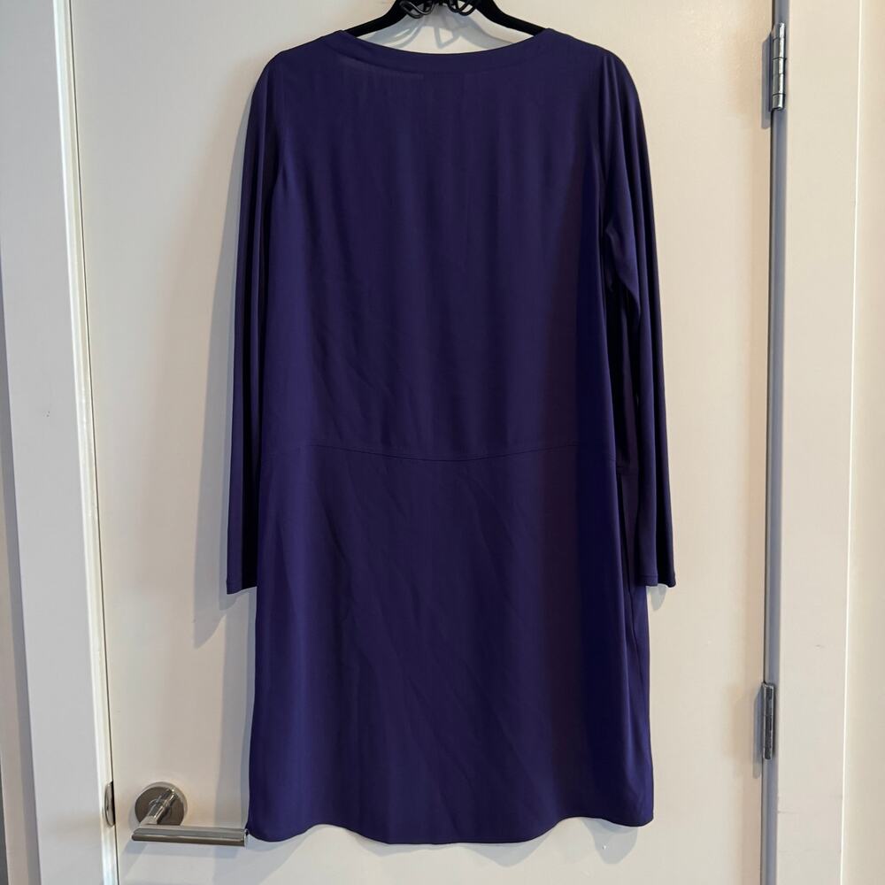 Eileen Fisher Silk Mini Dress Purple Crew Neck Pullover Long Sleeve Sz PS - Picture 4 of 4